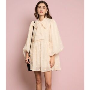NWT Sister Jane Cream Sunstone Bow Mini Dress Size L